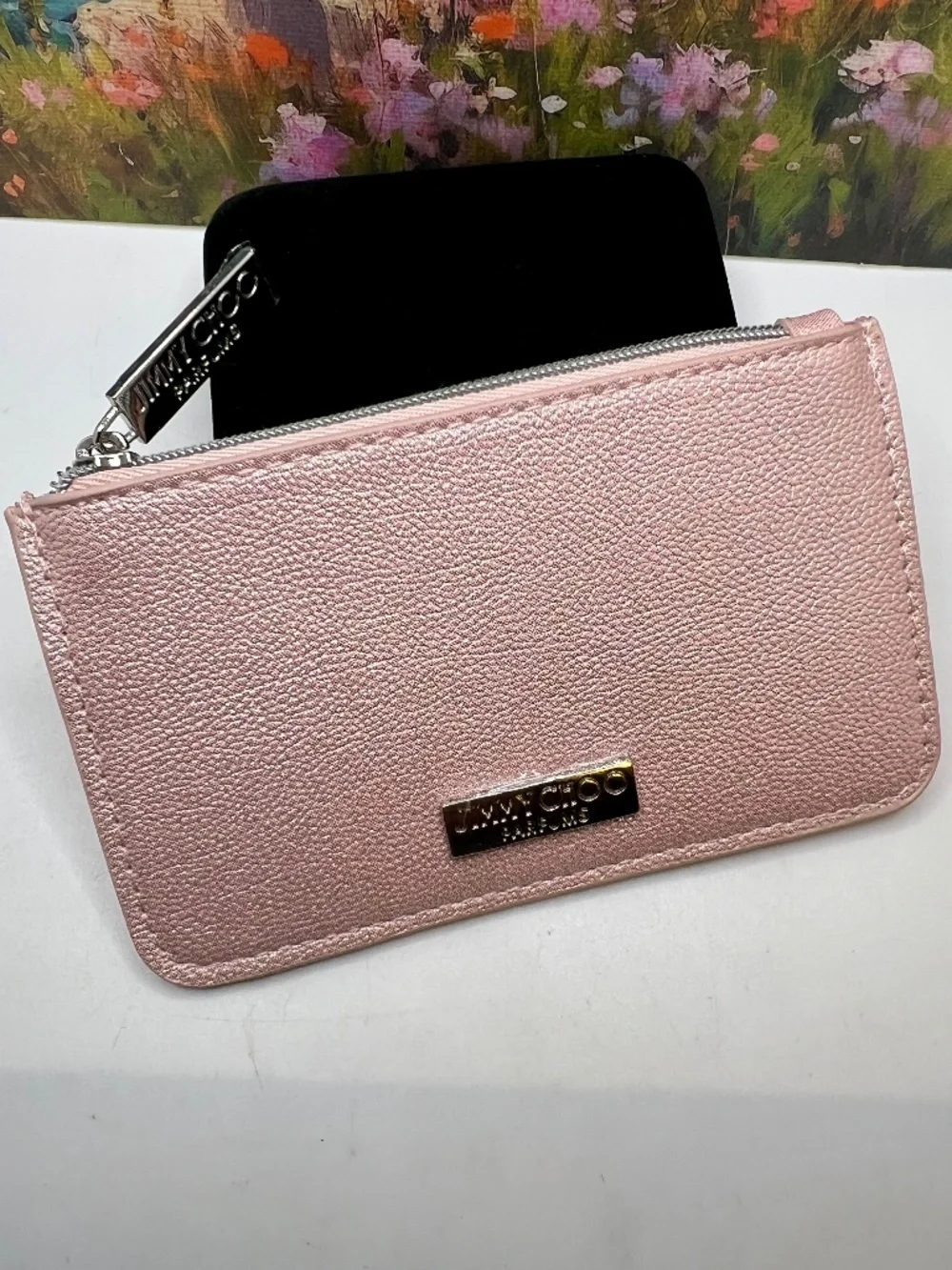 Jimmy Choo Parfums Metalic Pink Zipper Card/Coin Pouch